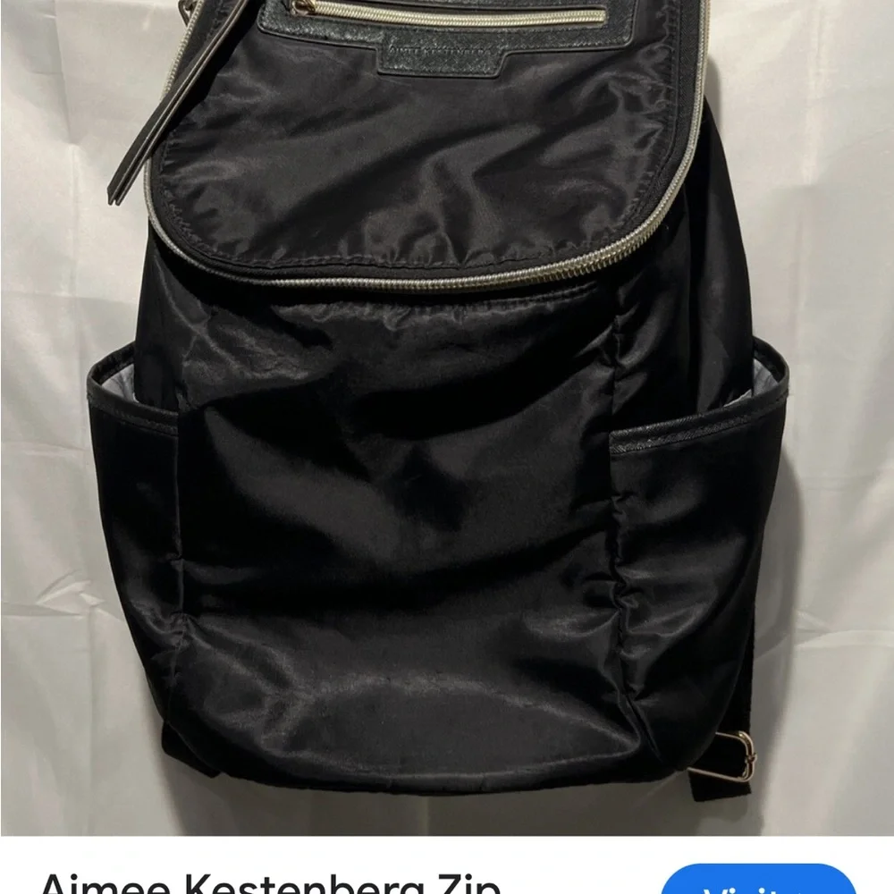 Aimee Kestenberg Black‎ Nylon Backpack with Gold Accents
